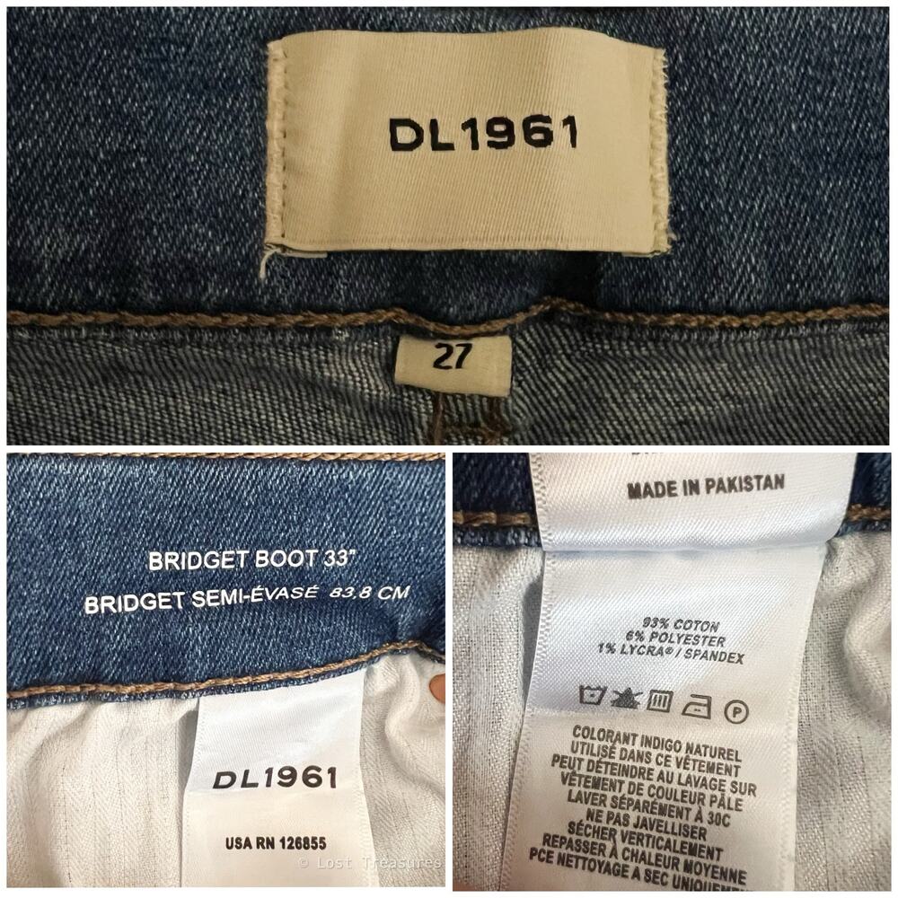 DL1961 | Bridget Boot 33" Medium Wash High Waist Designer Blue Jeans 27 - Picture 8 of 9
